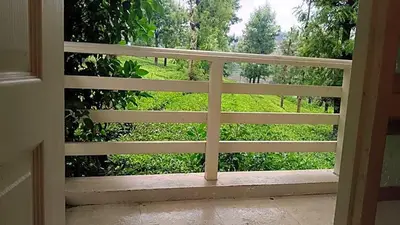 a window view of a field from a porch at LMS Palve Sugavasam in Ooty