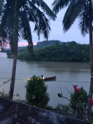 a person in a boat on a river with palm trees at Retreat Rivera where Serenity Meets the River in Green Island