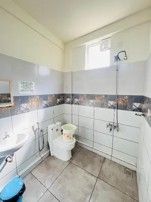 a bathroom with a toilet and a sink at Homey - vythiri bus station in Vythiri