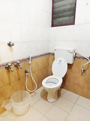 a bathroom with a toilet and a shower at Sri Parthasarathy Inn in Guruvāyūr