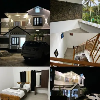 a collage of photos of a house and a house at Alora villas in Wayanad