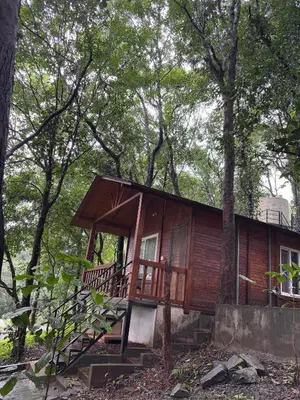 a small wooden cabin in the woods at sireesha estate cottage stay in Madikeri