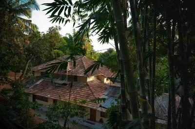 a house in the middle of a jungle with trees at Vayuvana Heritage Organic Farm Resort in Panamaram