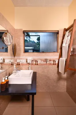 a bathroom with a sink and a window at Jungle Hut Resort in Masinagudi