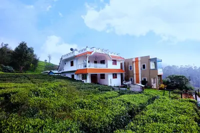 a house on top of a hill in a field at Hillside haven ooty in Ooty