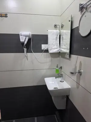 a bathroom with a sink and a mirror at Dreamwagon hotel lakkidi in Vythiri