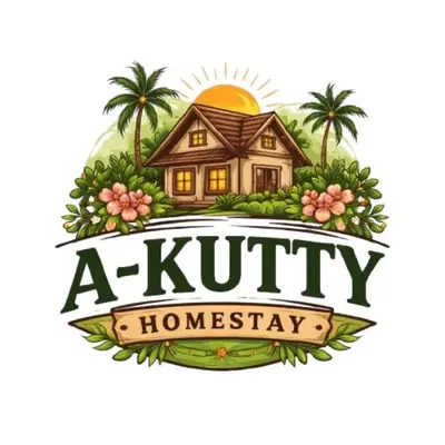 a kirtery logo with a house and palm trees at A-Kutty in Irinjālakuda