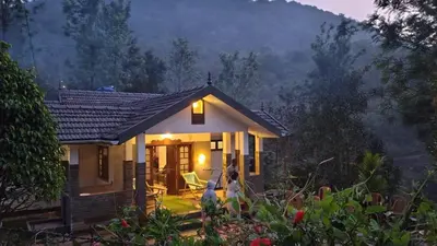 a small house with a light on top of it at Serene Villa in Koroth