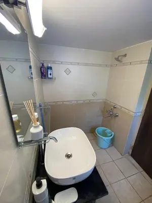 a bathroom with a white toilet and a sink at Aasana A tranquil space by the hills in Mysore