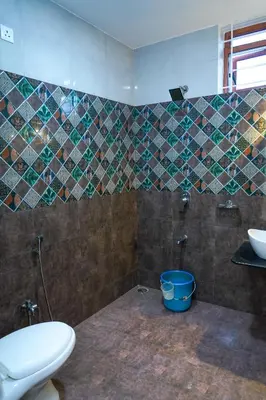 a bathroom with a toilet and a sink at Nature'call homestay in Ooty