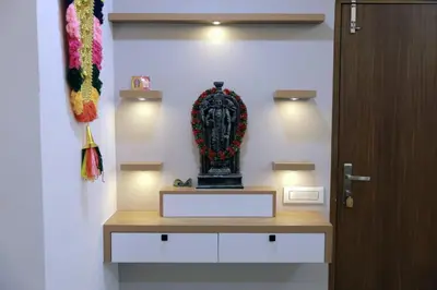 a vase sitting on a counter in a room at Vaiga Heavens , 1 BHK Apartment in Guruvāyūr