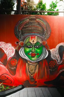 a painting on the side of a wall at Wood Panda Luxury Resort Wayanad in Meppādi