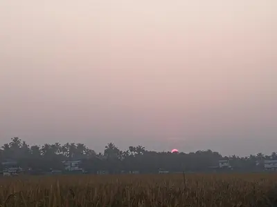 a field with a pink ball in the distance at Property near cochin international airport in Alwaye