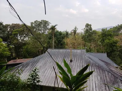 a roof of a house with trees in the background at Apple Valley in Munnar