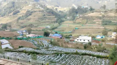 an aerial view of a village on a hill at Matha homestay Vattavada in Vattavada