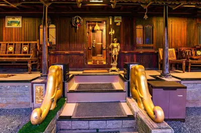 a room with a statue in the middle of a building at Castillo De Woods , The Private Luxury Villa , 8 BHK, Vattavada in Kottakamboor