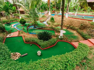 an aerial view of a miniature golf course at a resort at Sterling Anaikatti in Varagampadi
