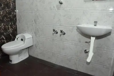 a bathroom with a toilet and a sink at Arunaachalaa Inn in Palani