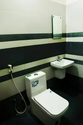 a bathroom with a toilet and a sink at Green Garden Wayanad Villas in Vayittiri