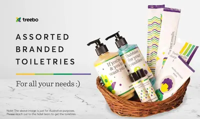 a basket ofentedented toothbrushes and toothpaste at Treebo Sandpipers Kushalnagar in Kushālnagar