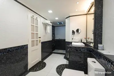 a bathroom with a toilet and a sink at Gem Park Ooty in Ooty
