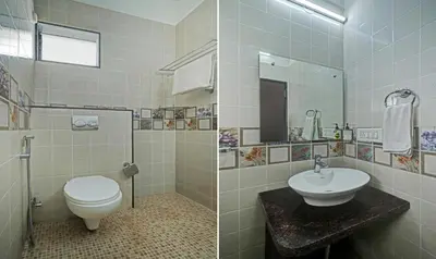 a bathroom with a toilet and a sink at Itsy Hotels Vijaya Comforts, With Bar & Restaurant in Madikeri