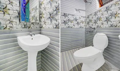 two pictures of a bathroom with a toilet and a sink at Itsy Hotels Rain Forest, 1 km from Rose Garden in Ooty