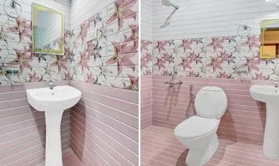 a pink bathroom with a toilet and a sink at Itsy Hotels Rain Forest, 1 km from Rose Garden in Ooty