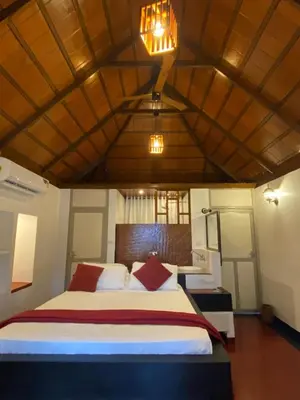 a bedroom with a large bed in a room at Les 3 Elephants in Cherai Beach