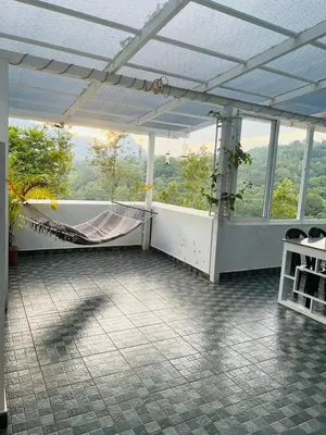 a porch with a hammock in a room with a view at Villa Tesori Homestay Wayanad in Meppādi
