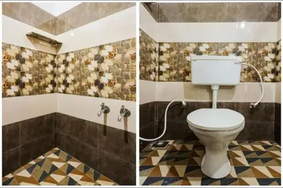 two pictures of a bathroom with a toilet at CARMEL HOME STAY in Munnar