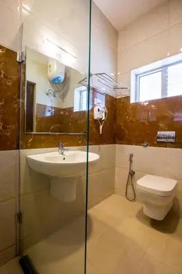 a bathroom with a sink and a toilet at The Baron in Ooty