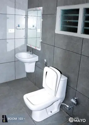 a bathroom with a toilet and a sink at Hotel Mayo in Wayanad