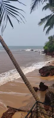 a swing on the beach looking at the ocean at Perch by the sea in Kannur