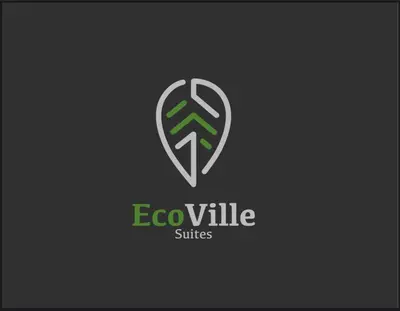 a green and white logo with the letter q and a v sign at Ecoville suites in Kozhikode