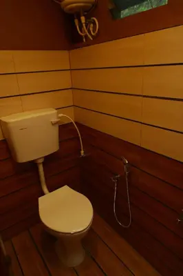a bathroom with a toilet and a shower at Cure Monastery Family Resort in Marayoor