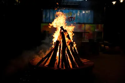 a fire pit in the middle of the street at night at Misty Range Resorts , Marayoor in Marayoor
