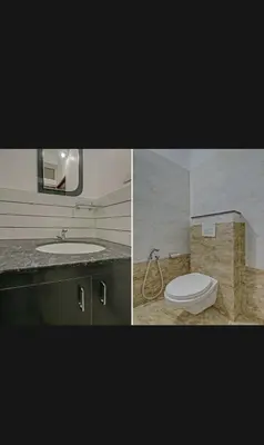 two pictures of a bathroom with a toilet and a sink at Subramania Arcade in Trichūr