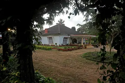 a white house with a tree in front of it at Devi Villa - Plantation Retreat and Forest Getaway in Kutta