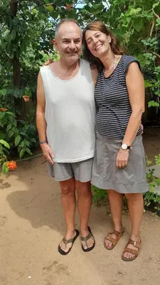a man and a woman posing for a picture at Dhakshina Homestay in Cochin