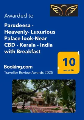 a screenshot of a cell phone screen with a screenshot of aospediaurilibrary at Parudeesa - Heavenly- Luxurious Palace look-Near CBD - Kerala - India with Breakfast in Kāladi